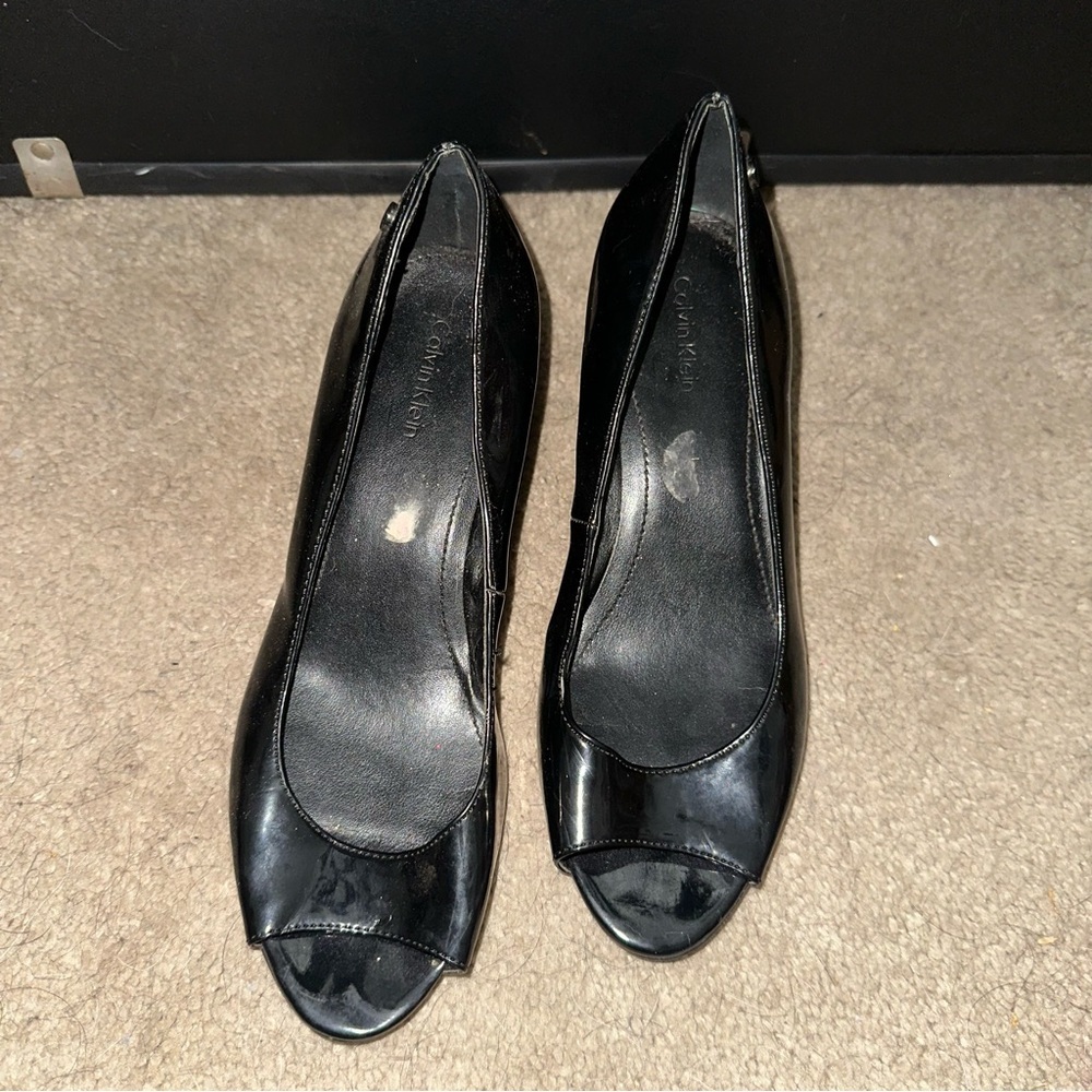 Black Peep Toe Wedges